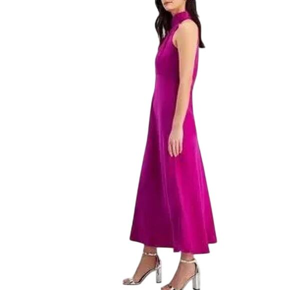 TAYLOR STRETCH SATIN HIGH NECK MAXI DRESS IN PILLOW PURPLE NWT WOMEN'S SIZE 4P - Picture 3 of 16